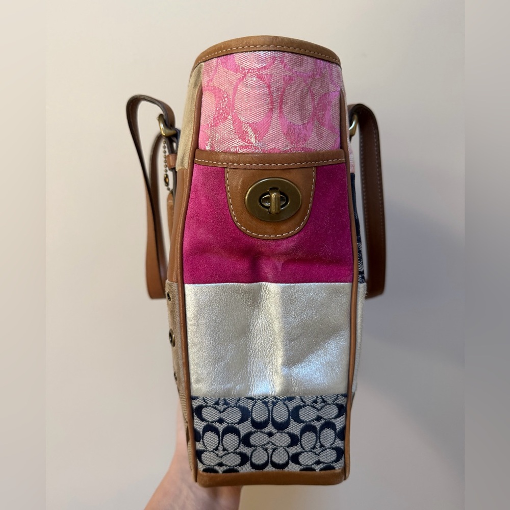 Coach Patchwork Purse Tote Bag Y2K /w Metallic & Suede Patches Serial BO6Q-10001 - Picture 3 of 12